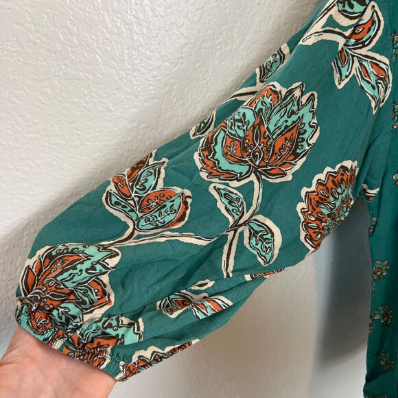 Knox Rose Shirt Womens XXL Green/Blue Boho Floral Print Blouse Lightweight Comfy - Picture 3 of 11